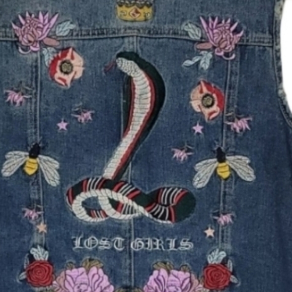 ✨️NWT✨️ PACSUN  - Jean Vest With Embroidered Back - Picture 4 of 5